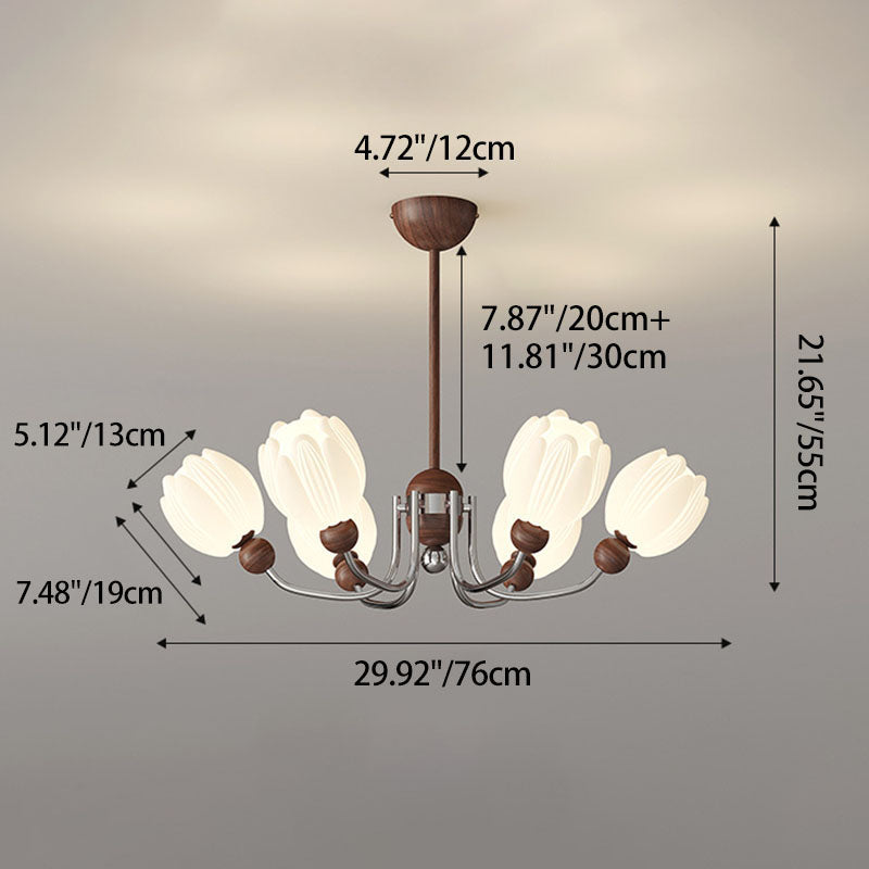 Traditional French Flower Iron Plastic LED Chandelier For Living Room
