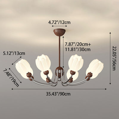Traditional French Flower Iron Plastic LED Chandelier For Living Room