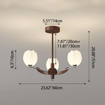 Traditional French Flower Iron Plastic LED Chandelier For Living Room