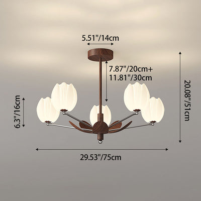 Traditional French Flower Iron Plastic LED Chandelier For Living Room