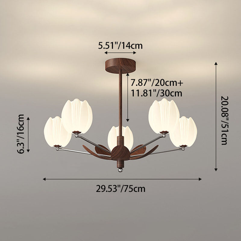 Traditional French Flower Iron Plastic LED Chandelier For Living Room