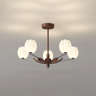 Traditional French Flower Iron Plastic LED Chandelier For Living Room