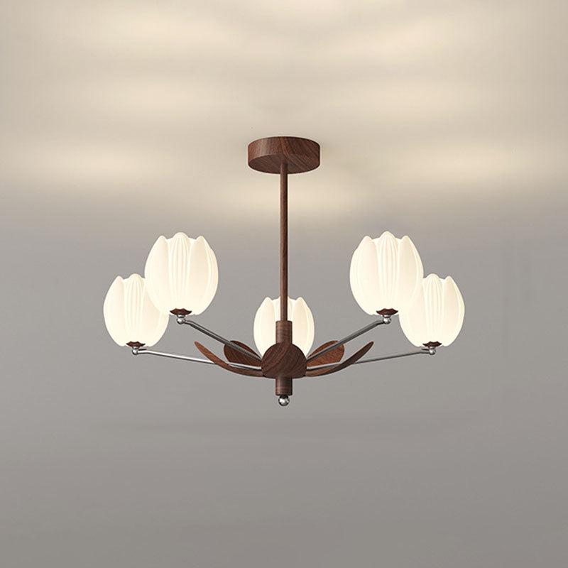 Traditional French Flower Iron Plastic LED Chandelier For Living Room