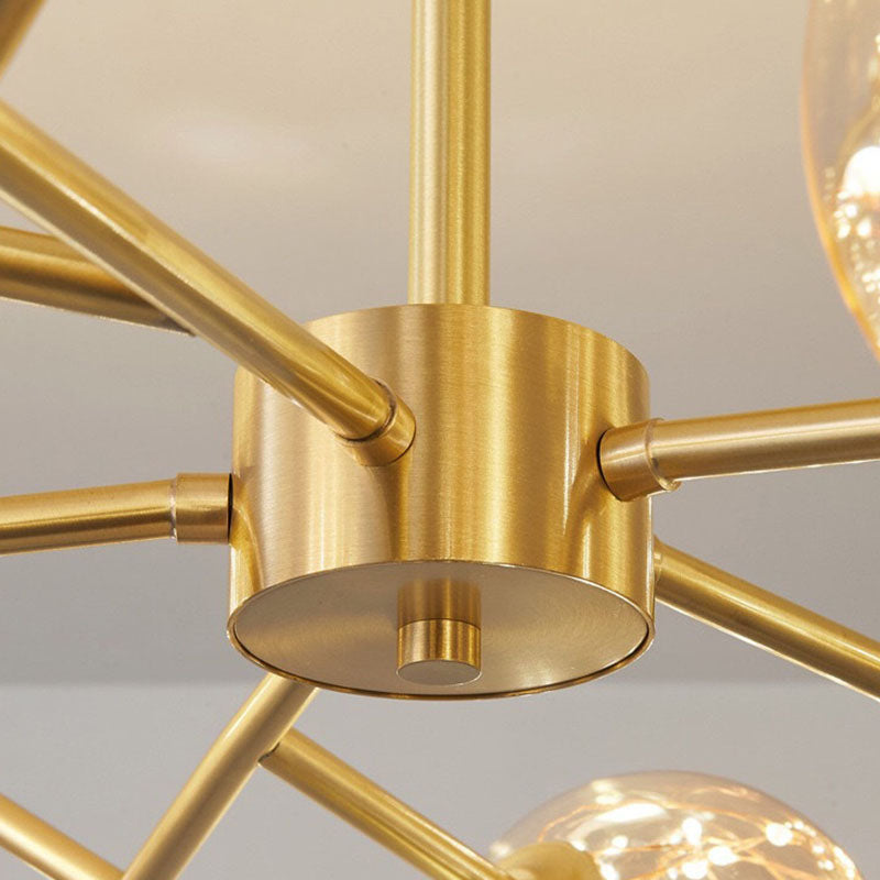 Traditional French Spherical Copper Glass LED Chandelier For Living Room