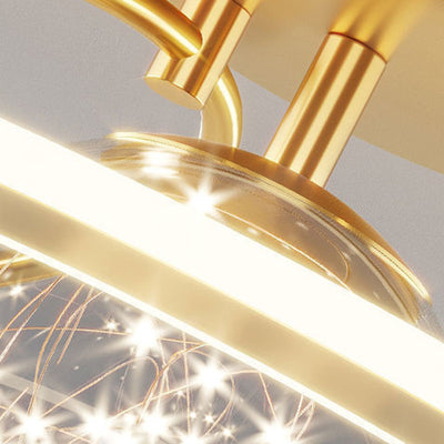 Traditional Luxury Planet Shape Glass Iron Acrylic LED Semi-Flush Mount Ceiling Light For Bedroom