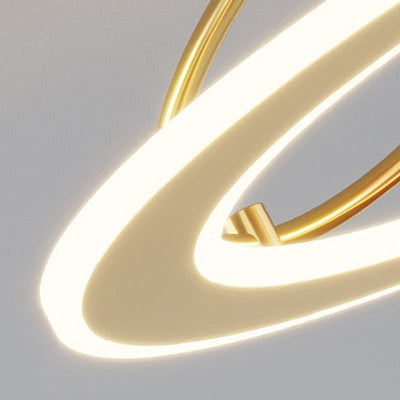 Traditional Luxury Planet Shape Glass Iron Acrylic LED Semi-Flush Mount Ceiling Light For Bedroom