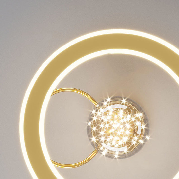 Traditionelle Luxus-Planet-Form Glas Eisen Acryl LED Semi-Flush Mount Deckenleuchte Für Schlafzimmer 