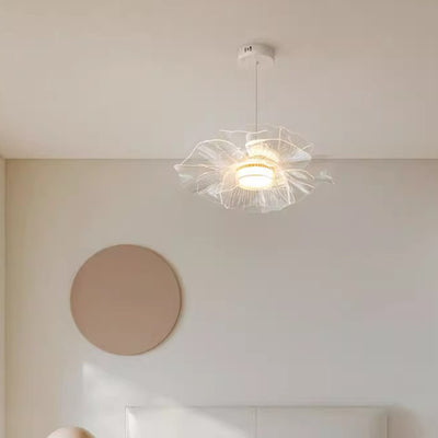 Modern Art Deco Flower Shape Carbon Steel Acrylic LED Pendant Light For Living Room