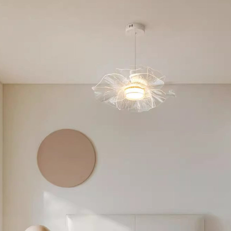 Modern Art Deco Flower Shape Carbon Steel Acrylic LED Pendant Light For Living Room
