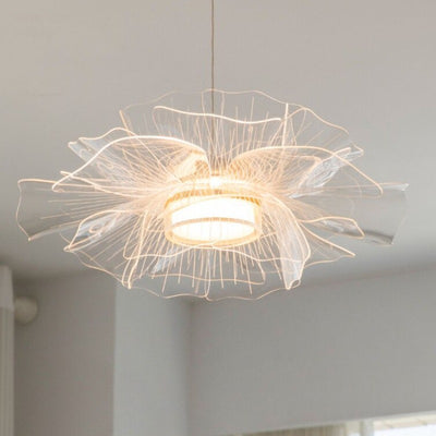 Modern Art Deco Flower Shape Carbon Steel Acrylic LED Pendant Light For Living Room