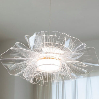 Modern Art Deco Flower Shape Carbon Steel Acrylic LED Pendant Light For Living Room