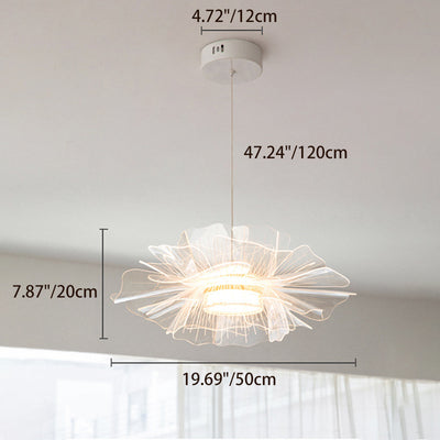 Modern Art Deco Flower Shape Carbon Steel Acrylic LED Pendant Light For Living Room
