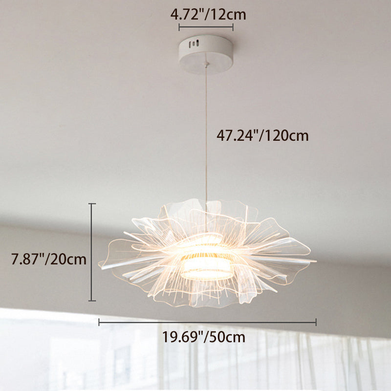 Modern Art Deco Flower Shape Carbon Steel Acrylic LED Pendant Light For Living Room
