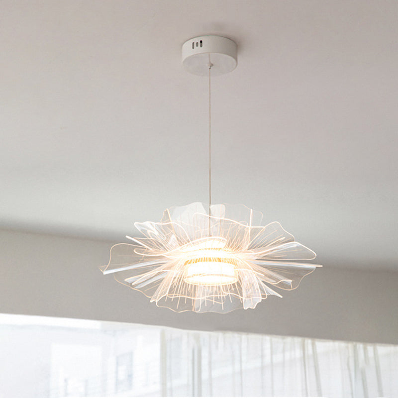 Modern Art Deco Flower Shape Carbon Steel Acrylic LED Pendant Light For Living Room