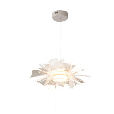 Modern Art Deco Flower Shape Carbon Steel Acrylic LED Pendant Light For Living Room