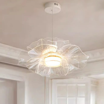 Modern Art Deco Flower Shape Carbon Steel Acrylic LED Pendant Light For Living Room