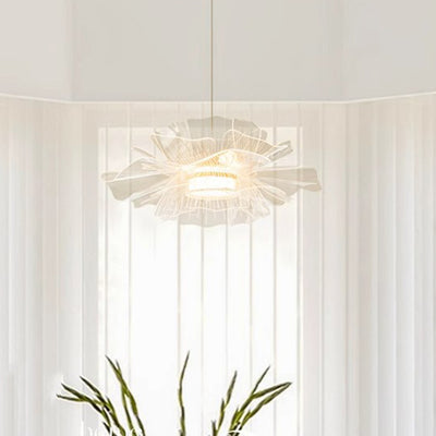 Modern Art Deco Flower Shape Carbon Steel Acrylic LED Pendant Light For Living Room