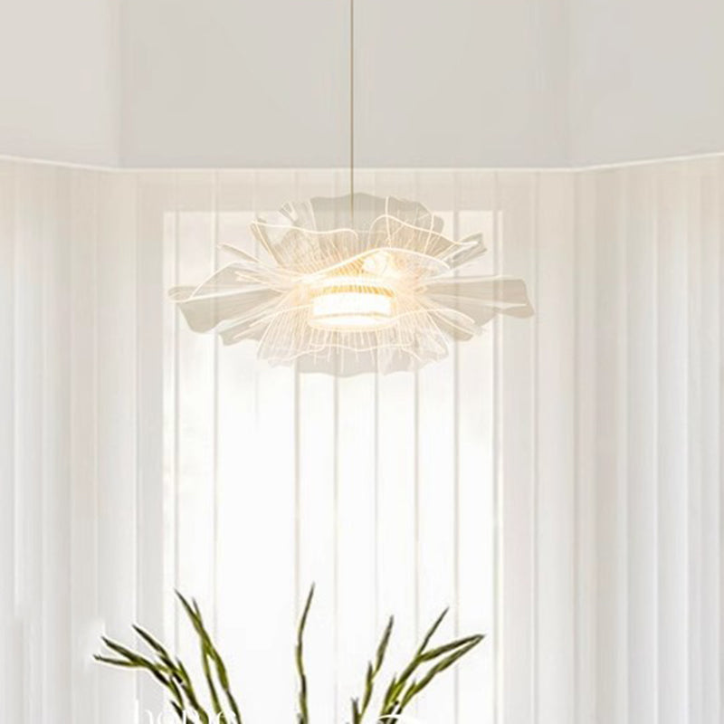 Modern Art Deco Flower Shape Carbon Steel Acrylic LED Pendant Light For Living Room