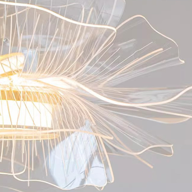 Modern Art Deco Flower Shape Carbon Steel Acrylic LED Pendant Light For Living Room
