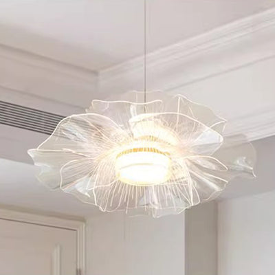 Modern Art Deco Flower Shape Carbon Steel Acrylic LED Pendant Light For Living Room