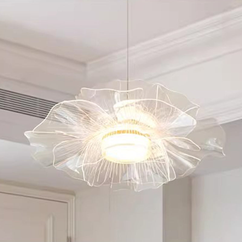 Modern Art Deco Flower Shape Carbon Steel Acrylic LED Pendant Light For Living Room