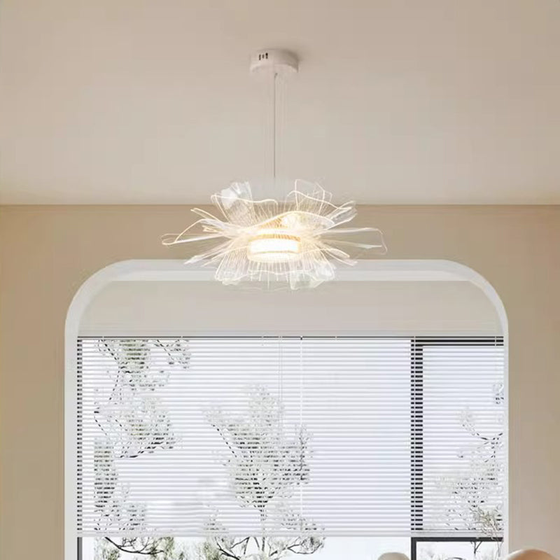 Modern Art Deco Flower Shape Carbon Steel Acrylic LED Pendant Light For Living Room