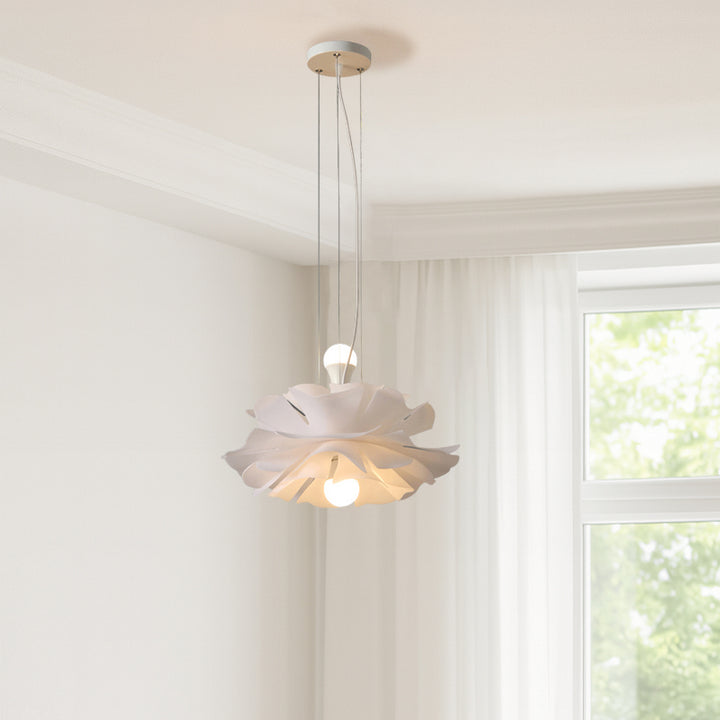 Modern Art Deco Petal Shaped Iron Acrylic 2-Light Pendant Light For Bedroom