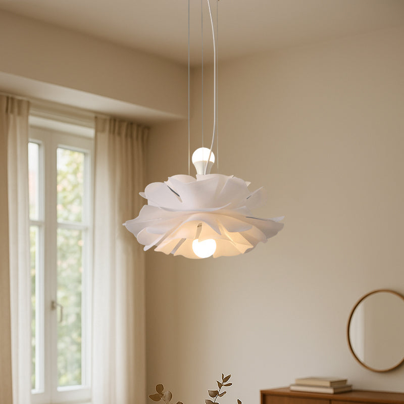 Modern Art Deco Petal Shaped Iron Acrylic 2-Light Pendant Light For Bedroom