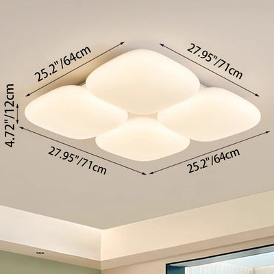 Modern Minimalist Square Iron PE LED Flush Mount Ceiling Light For Bedroom