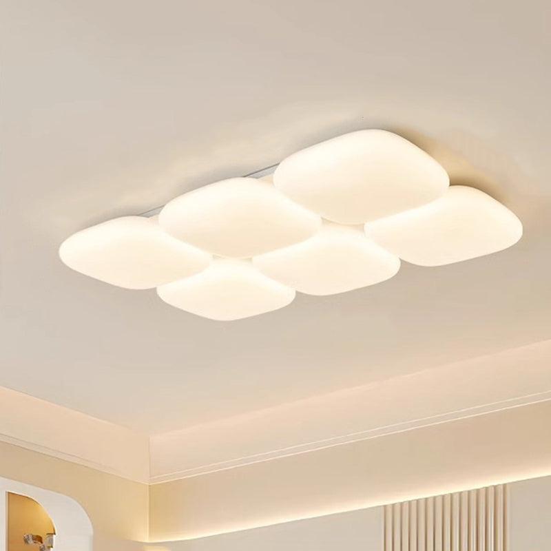 Modern Minimalist Square Iron PE LED Flush Mount Ceiling Light For Bedroom