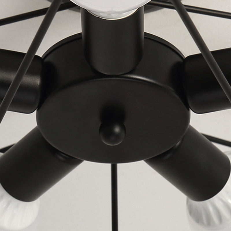 Contemporary Creative Pentagram Iron 5-Light Semi-Flush Mount Ceiling Light For Living Room