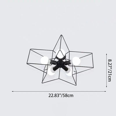 Contemporary Creative Pentagram Iron 5-Light Semi-Flush Mount Ceiling Light For Living Room