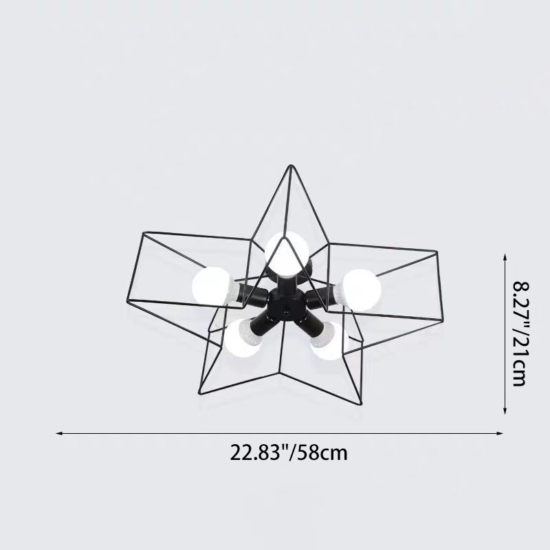 Contemporary Creative Pentagram Iron 5-Light Semi-Flush Mount Ceiling Light For Living Room