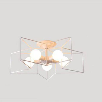 Contemporary Creative Pentagram Iron 5-Light Semi-Flush Mount Ceiling Light For Living Room