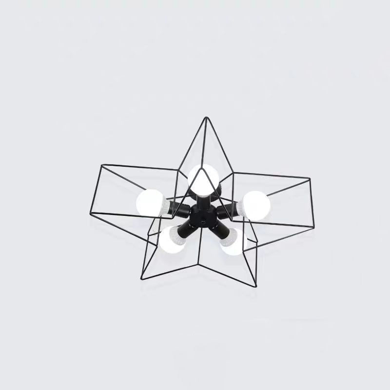 Contemporary Creative Pentagram Iron 5-Light Semi-Flush Mount Ceiling Light For Living Room
