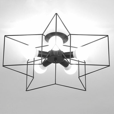 Contemporary Creative Pentagram Iron 5-Light Semi-Flush Mount Ceiling Light For Living Room