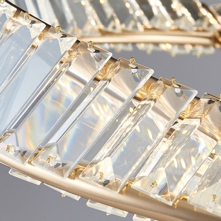 Traditionelle Luxus-Ring-Metall-Kristall-LED-Halbeinbau-Deckenleuchte für Schlafzimmer 