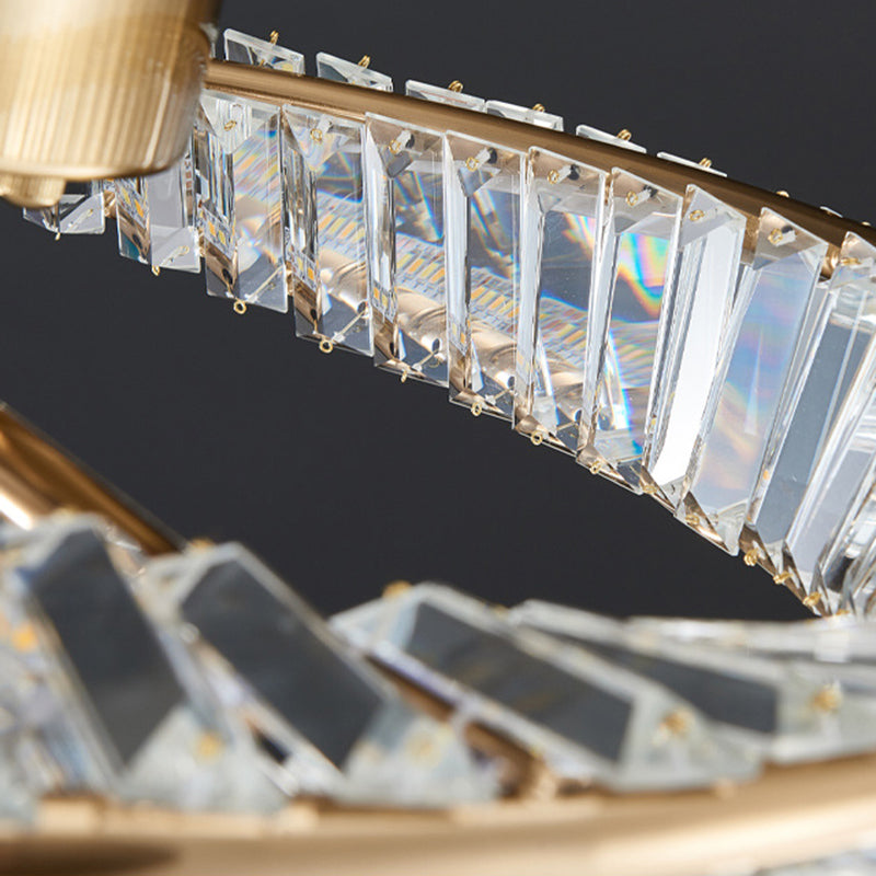 Traditional Luxury Ring Metal Crystal LED Semi-Flush Mount Ceiling Light For Bedroom
