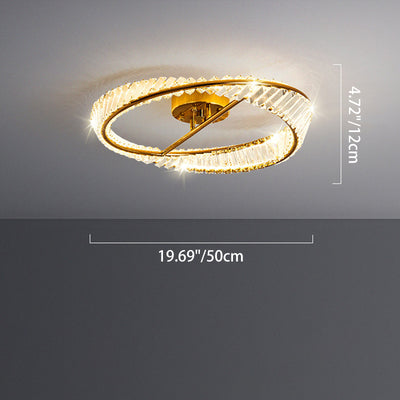 Traditional Luxury Ring Metal Crystal LED Semi-Flush Mount Ceiling Light For Bedroom