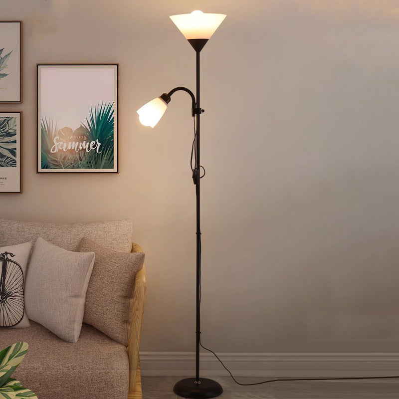 Modern Minimalist Inverted Triangle Iron Silicone PVC 2-Light Standing Floor Lamp For Living Room