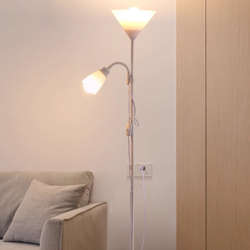 Modern Minimalist Inverted Triangle Iron Silicone PVC 2-Light Standing Floor Lamp For Living Room