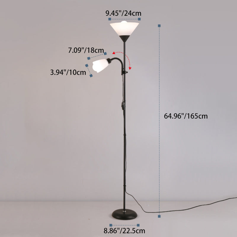Modern Minimalist Inverted Triangle Iron Silicone PVC 2-Light Standing Floor Lamp For Living Room