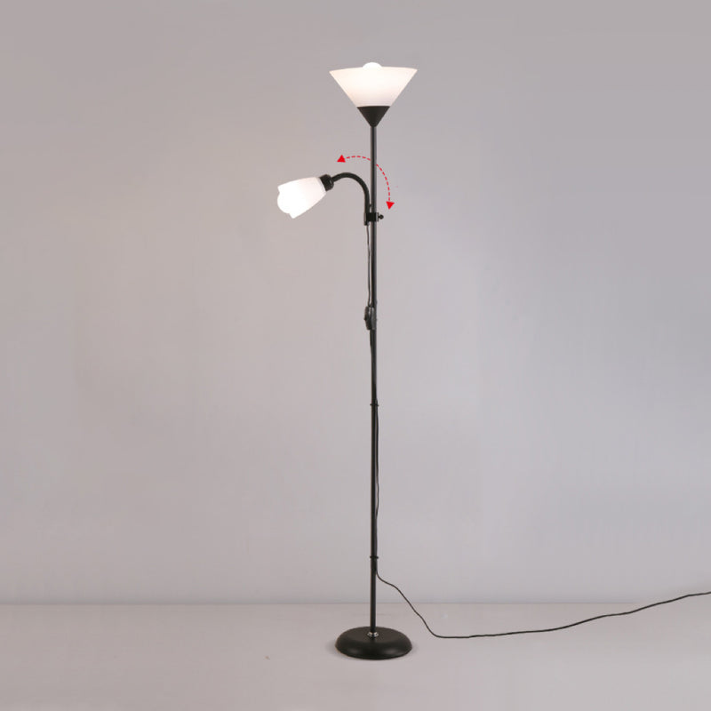Modern Minimalist Inverted Triangle Iron Silicone PVC 2-Light Standing Floor Lamp For Living Room