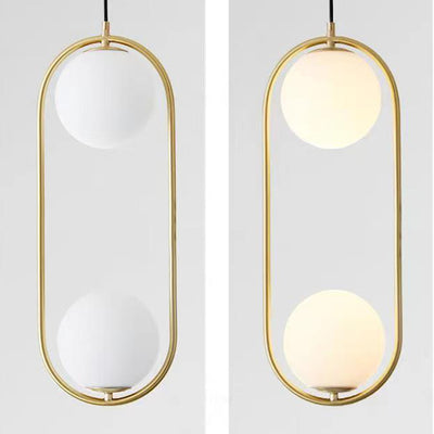 Lámpara colgante de hierro y vidrio en forma de lágrima ovalada de 1/2 luces de simplicidad moderna para dormitorio 
