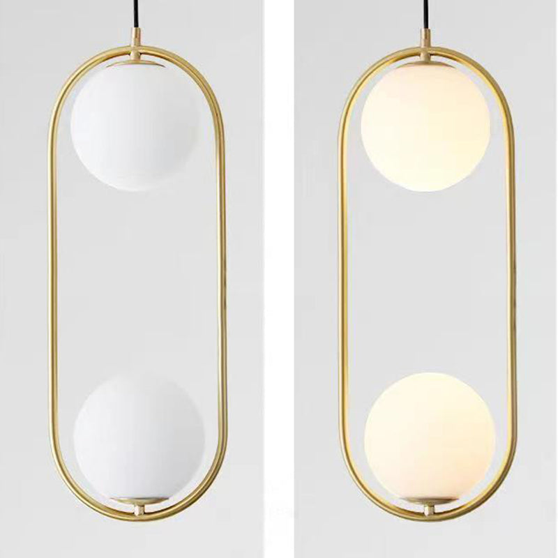 Lámpara colgante de hierro y vidrio en forma de lágrima ovalada de 1/2 luces de simplicidad moderna para dormitorio 