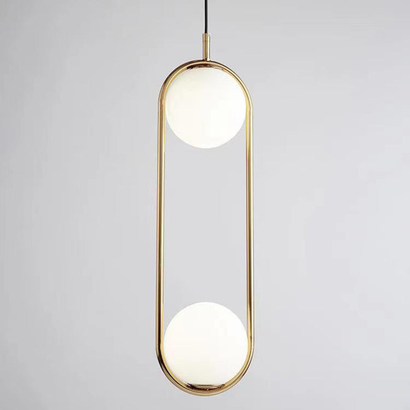 Lámpara colgante de hierro y vidrio en forma de lágrima ovalada de 1/2 luces de simplicidad moderna para dormitorio 