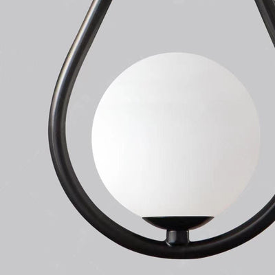 Lámpara colgante de hierro y vidrio en forma de lágrima ovalada de 1/2 luces de simplicidad moderna para dormitorio 