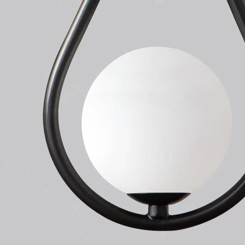 Lámpara colgante de hierro y vidrio en forma de lágrima ovalada de 1/2 luces de simplicidad moderna para dormitorio 