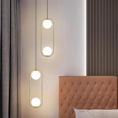 Lámpara colgante de hierro y vidrio en forma de lágrima ovalada de 1/2 luces de simplicidad moderna para dormitorio 