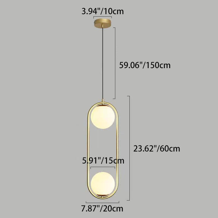 Moderne Einfachheit Tropfenförmige ovale Eisen-Glas 1/2-Licht Pendelleuchte für Schlafzimmer 